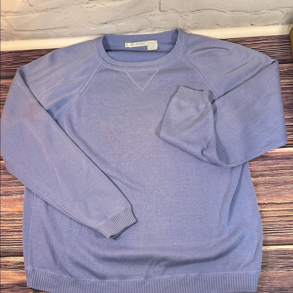 Erik Stewart XL Silk Cotton Blend Sweater‎ Raglan Crew neck lilac purple